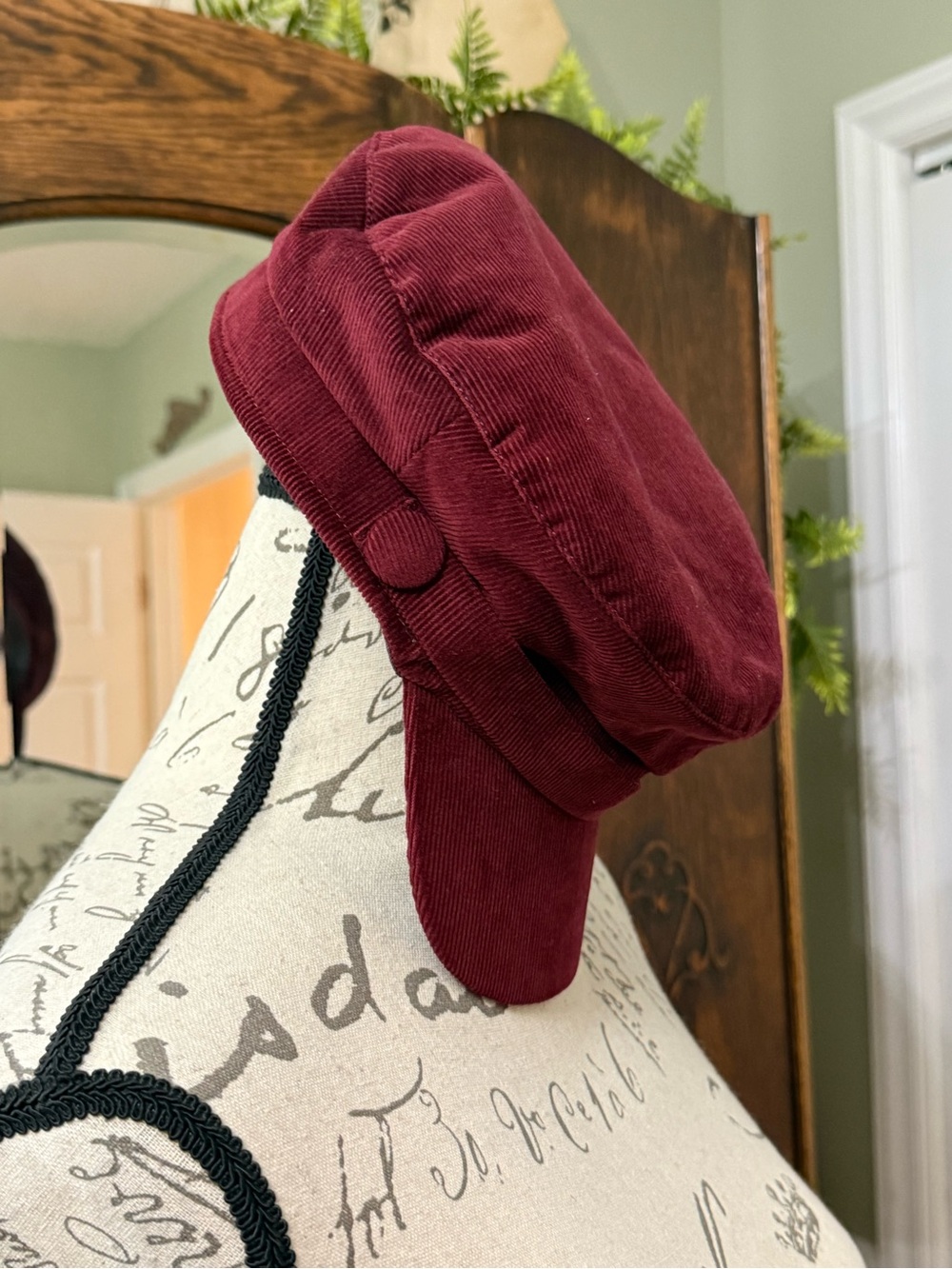 Hannah Maroon Corduroy Cap
